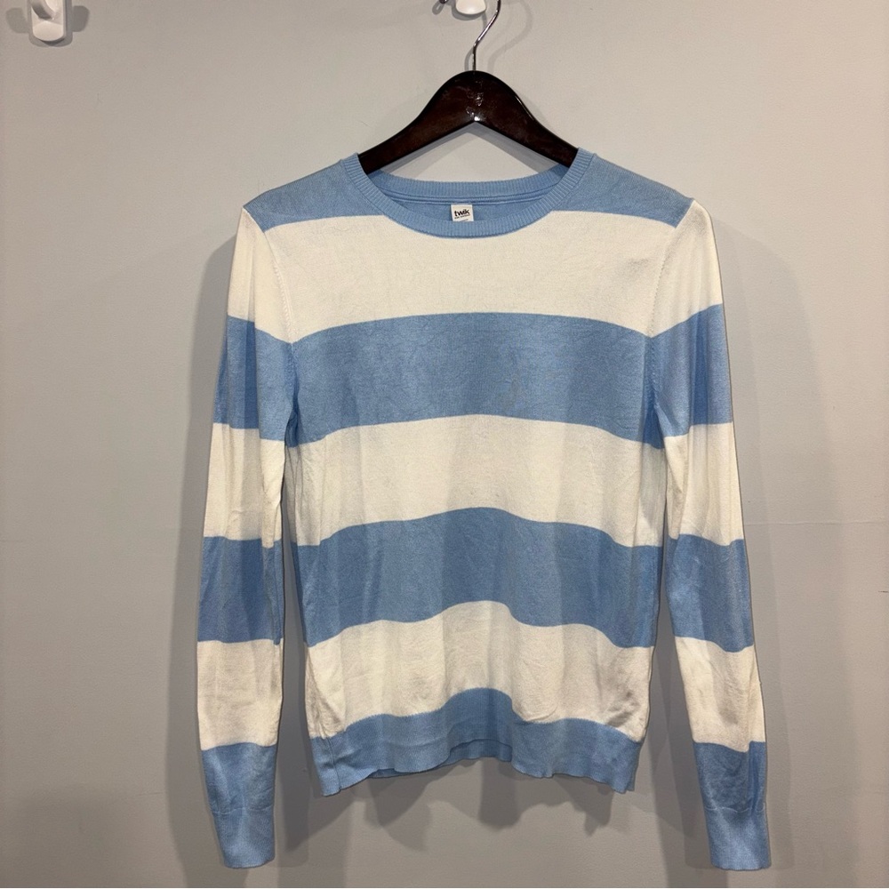 Blue and White Striped Sweater
